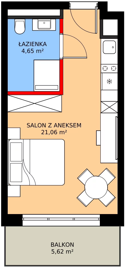 Zalety apartamentu 25.71 m², A/308