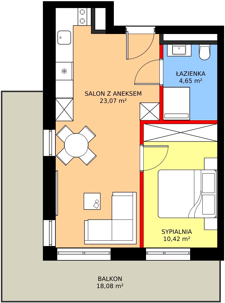 Zalety apartamentu 38.13 m², A/213