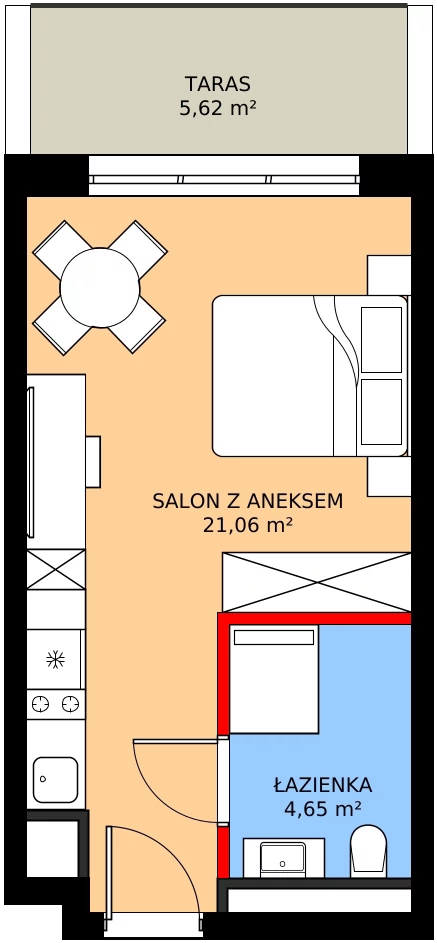 Zalety apartamentu 25.71 m², A/002