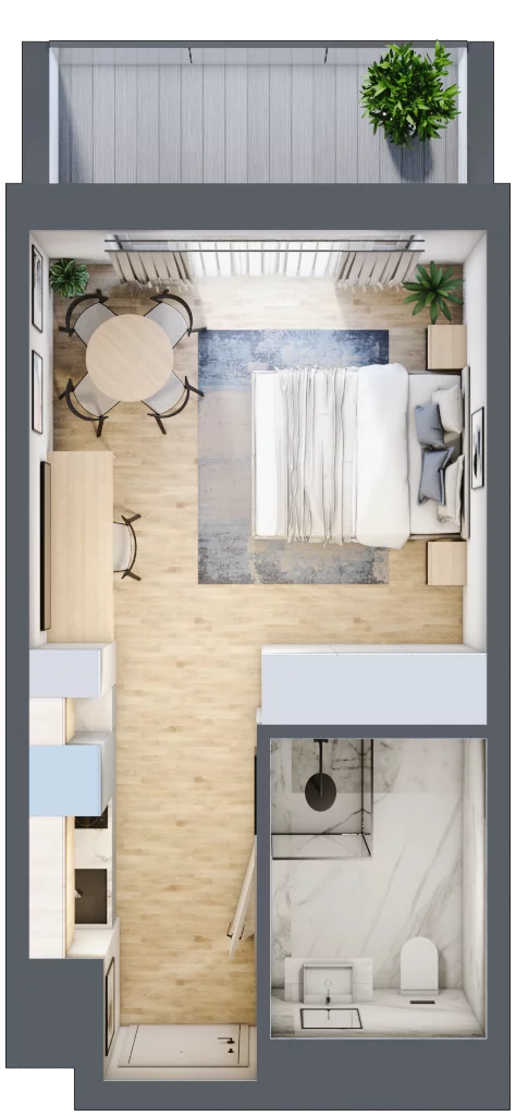1 pokój, apartament 25,71 m², parter, oferta nr A/002, Linea Mare Mrzeżyno, Mrzeżyno, ul. Nadmorska 14