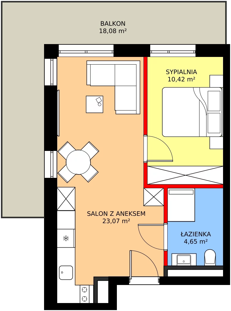 Zalety apartamentu 38.13 m², A/314