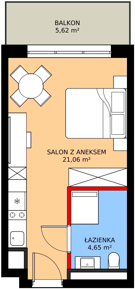 Zalety apartamentu 25.71 m², A/302