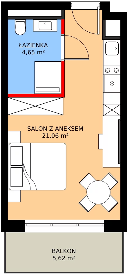 Zalety apartamentu 25.71 m², A/312