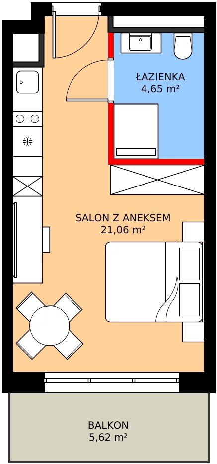 Zalety apartamentu 25.71 m², A/207