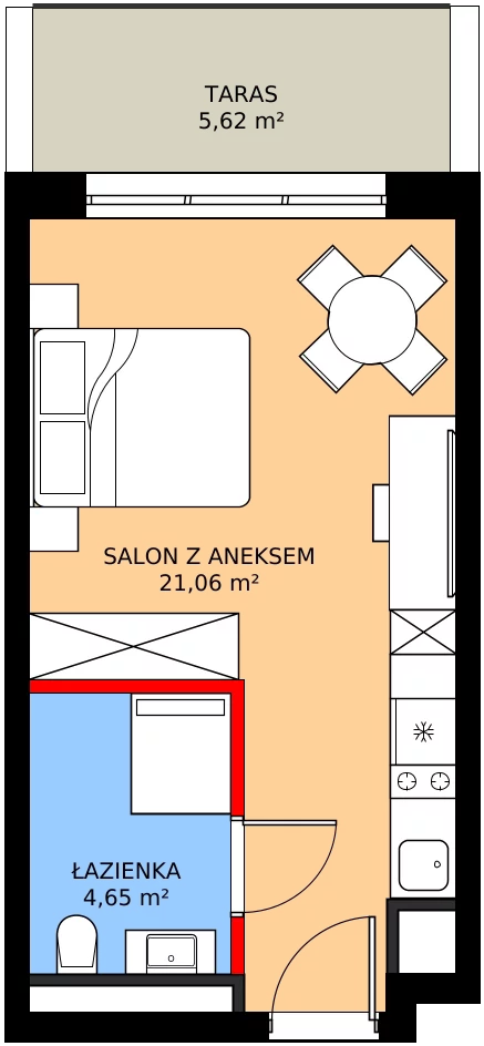 Zalety apartamentu 25.71 m², A/015