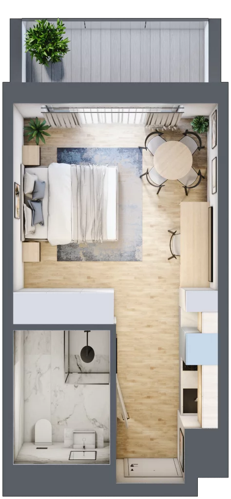 1 pokój, apartament 25,71 m², parter, oferta nr A/015, Linea Mare Mrzeżyno, Mrzeżyno, ul. Nadmorska 14