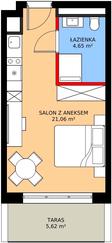 Zalety apartamentu 25.71 m², A/007