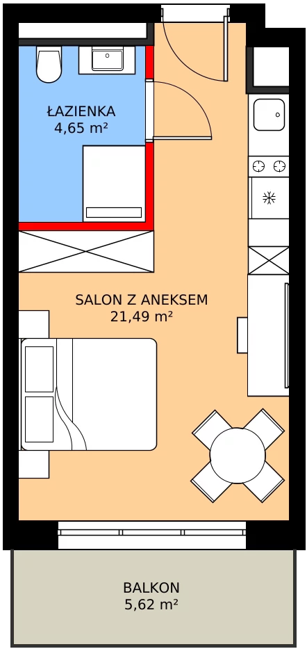 Zalety apartamentu 26.14 m², A/110