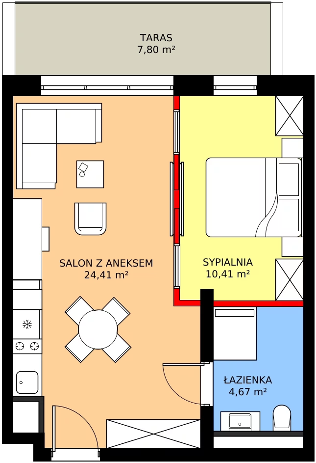 Zalety apartamentu 39.49 m², A/016