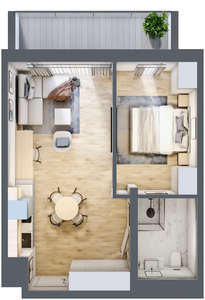1 pokój, apartament 39,49 m², parter, oferta nr A/016, Linea Mare Mrzeżyno, Mrzeżyno, ul. Nadmorska 14
