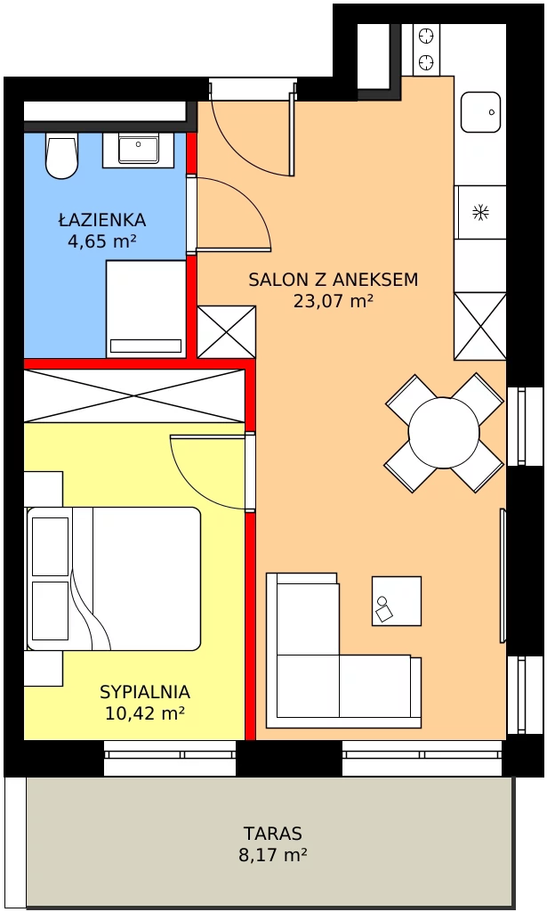 Zalety apartamentu 38.13 m², A/005