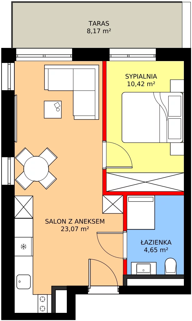 Zalety apartamentu 38.13 m², A/014