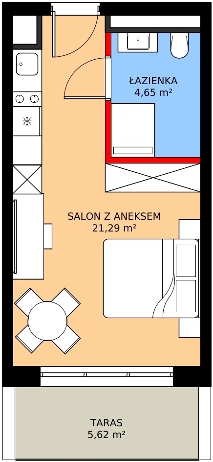 Zalety apartamentu 25.94 m², A/006