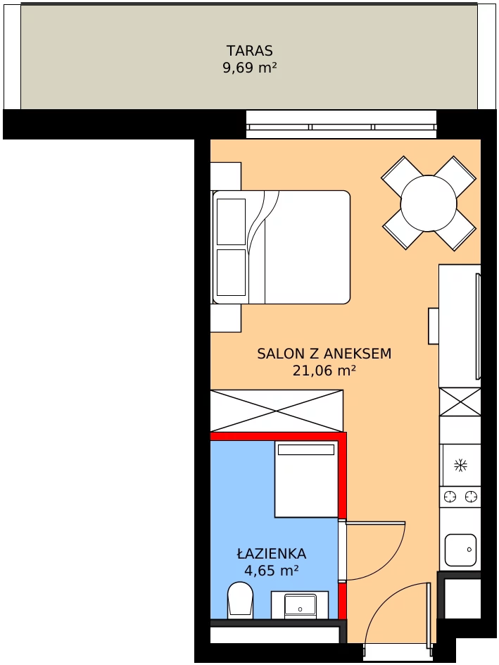 Zalety apartamentu 25.71 m², A/001