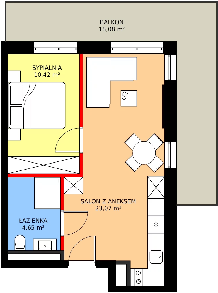 Zalety apartamentu 38.13 m², A/104