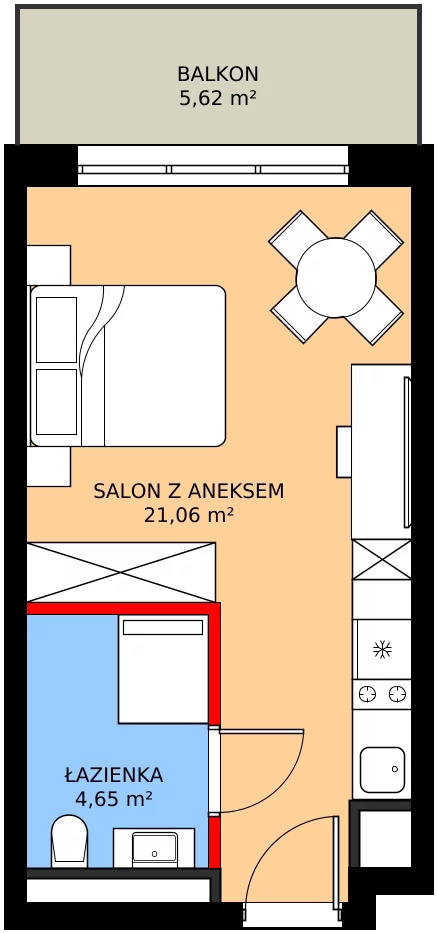 Zalety apartamentu 25.71 m², A/215