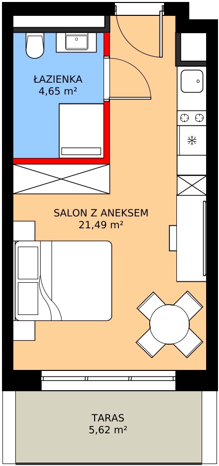 Zalety apartamentu 26.14 m², A/010