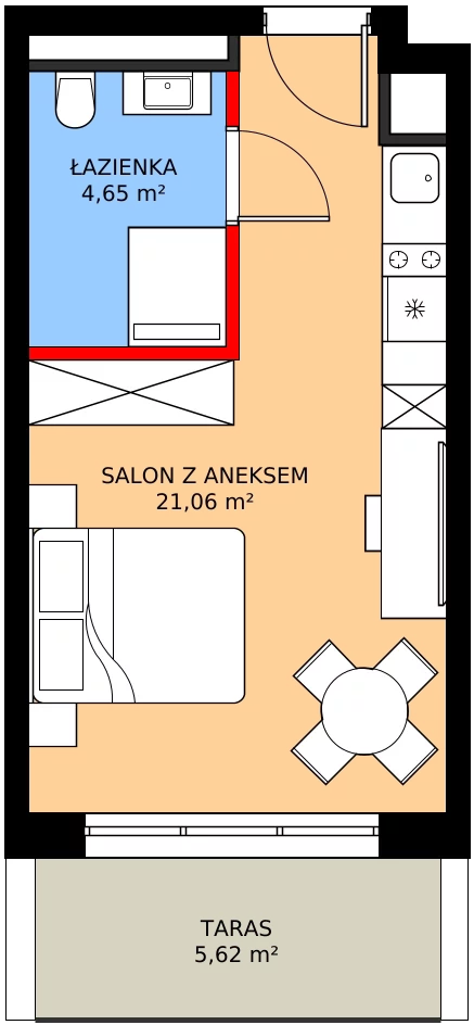 Zalety apartamentu 25.71 m², A/012
