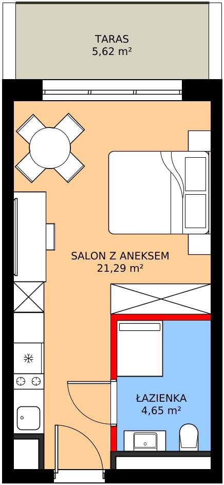 Zalety apartamentu 25.94 m², A/003