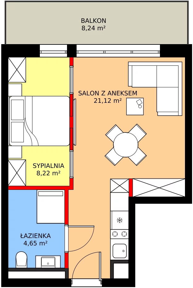 Zalety apartamentu 33.99 m², A/117