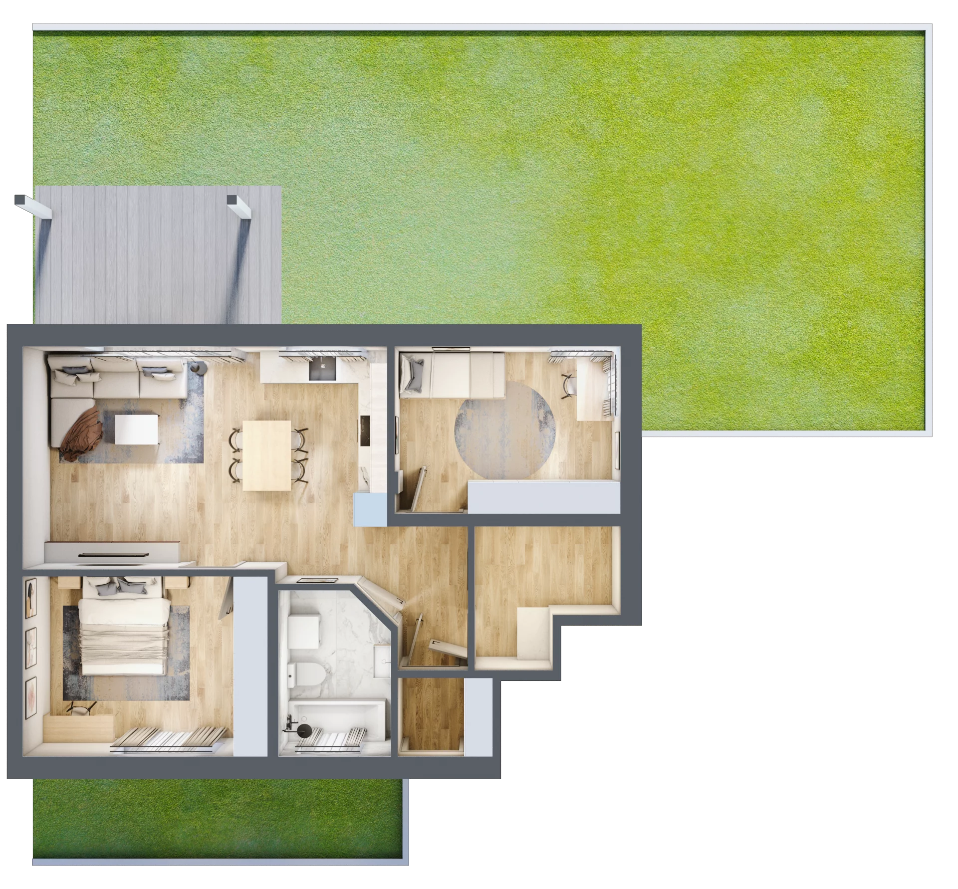 3 pokoje, mieszkanie 66,18 m², parter, oferta nr 1_25, Osiedle Szumiących Traw etap XV, Porosły, ul. Jesiennych Liści 99/1