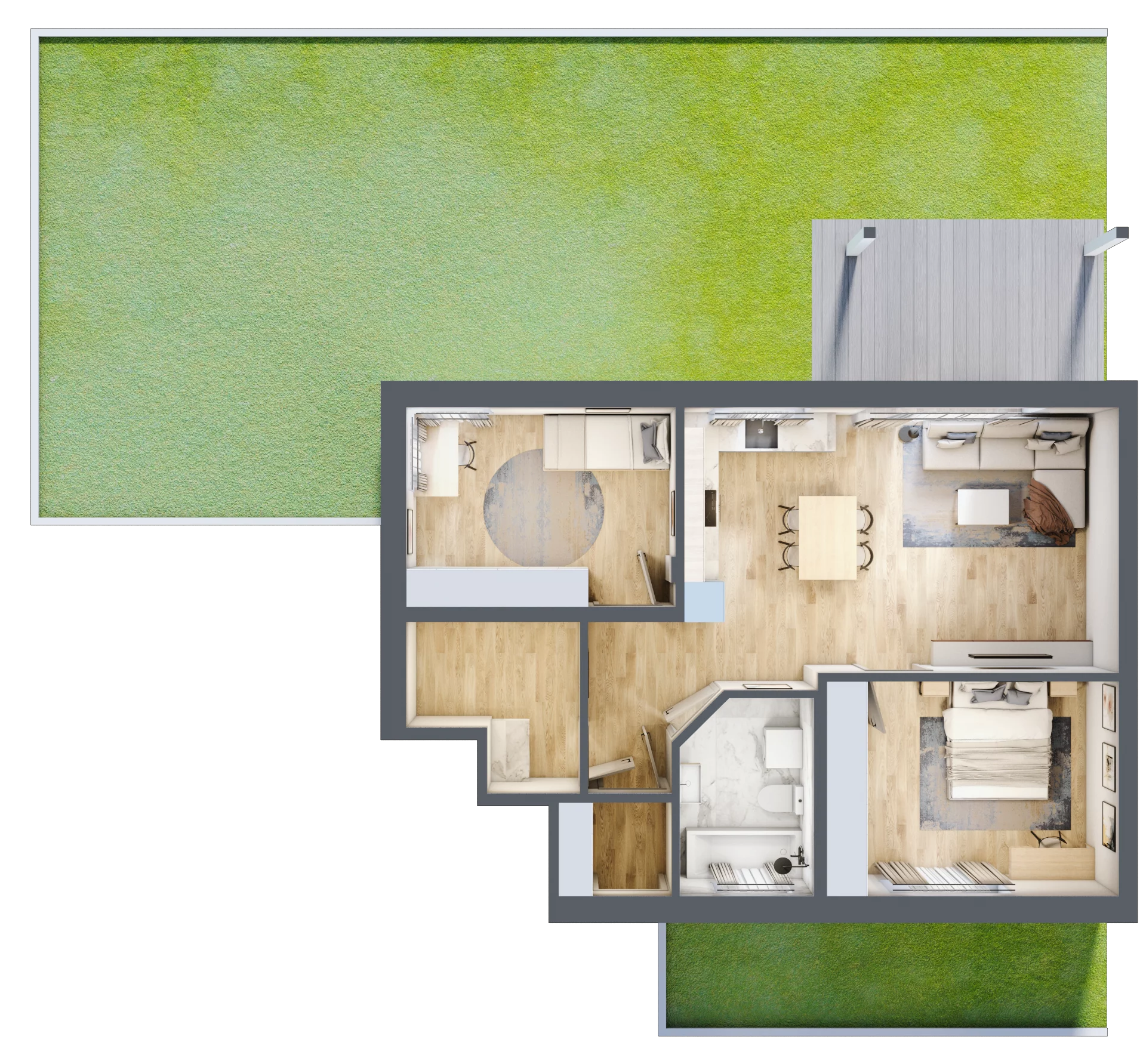 3 pokoje, mieszkanie 66,18 m², parter, oferta nr 1_26, Osiedle Szumiących Traw etap XV, Porosły, ul. Jesiennych Liści 99/1