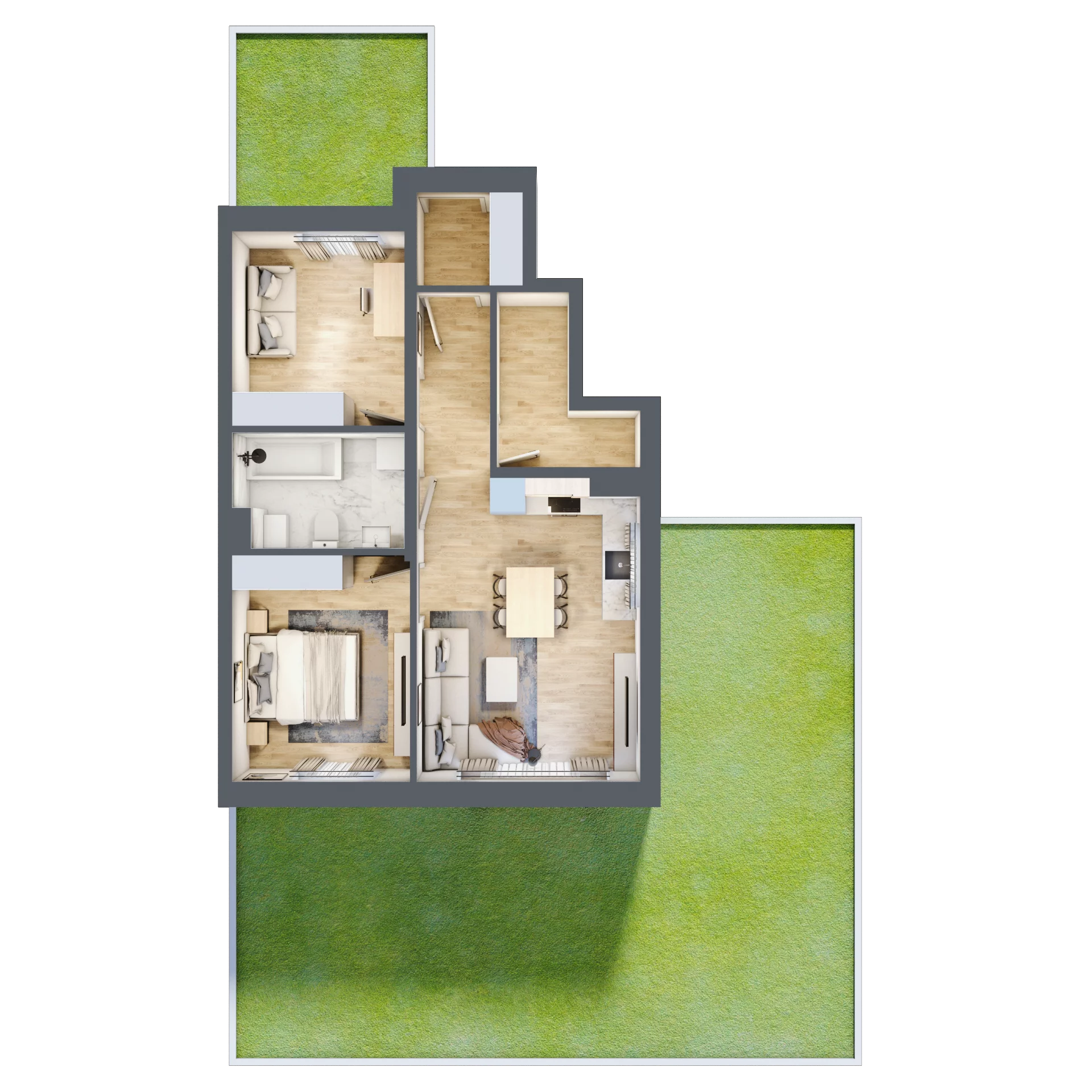 3 pokoje, mieszkanie 58,30 m², parter, oferta nr 2.1, Osiedle Szumiących Traw etap XVI, Porosły, ul. Jesiennych Liści 99/1