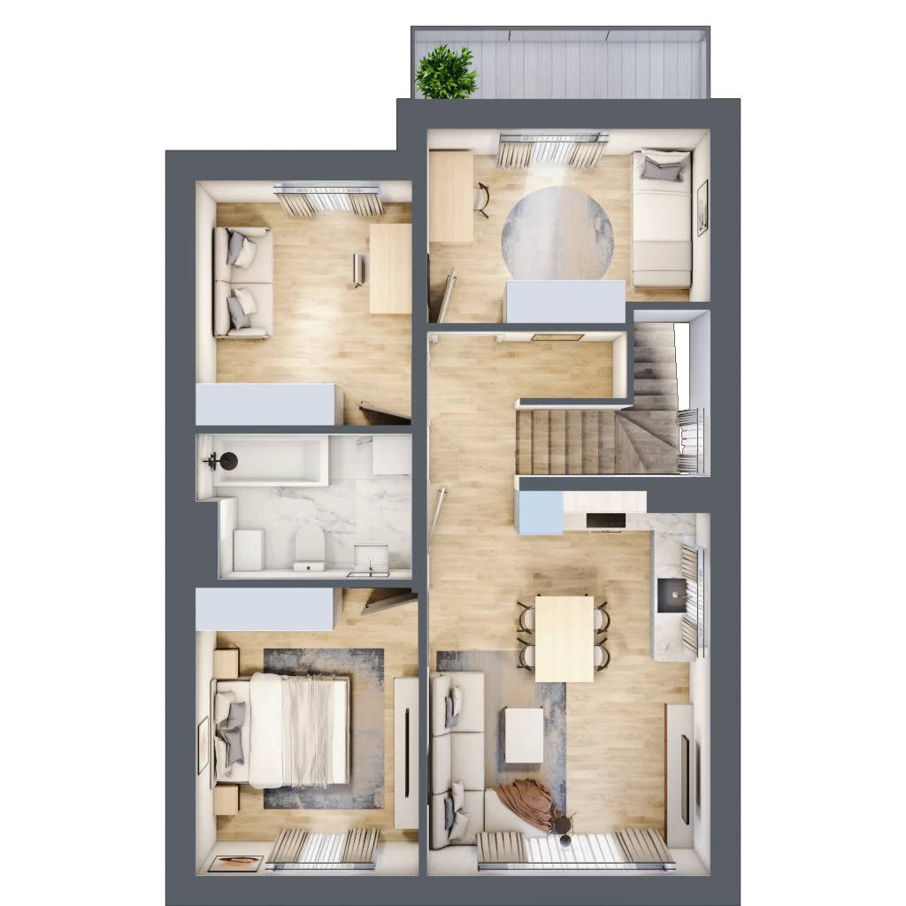 4 pokoje, mieszkanie 69,03 m², piętro 1, oferta nr 2.2, Osiedle Szumiących Traw etap XVI, Porosły, ul. Jesiennych Liści 99/1