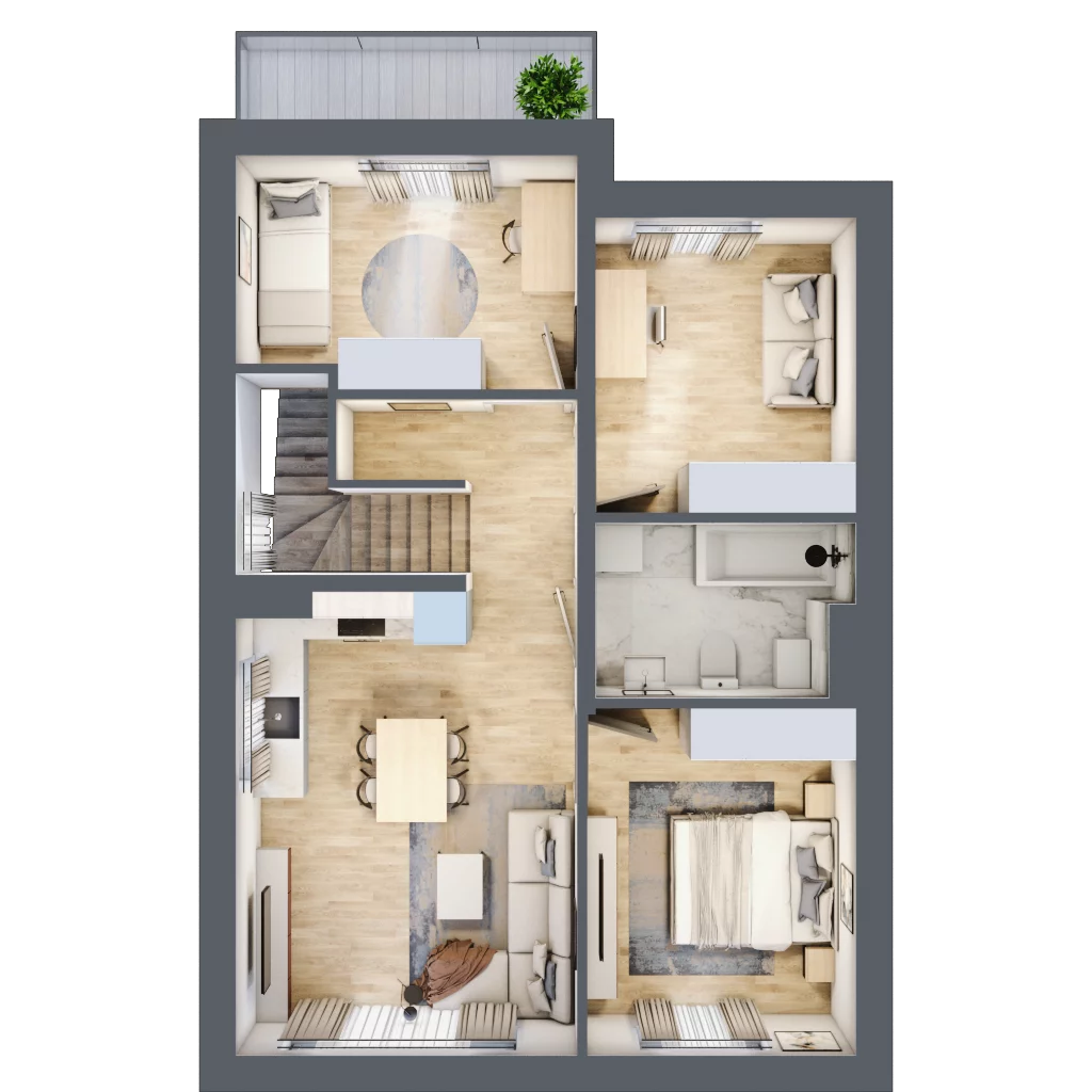 4 pokoje, mieszkanie 69,03 m², piętro 1, oferta nr 1.2, Osiedle Szumiących Traw etap XVI, Porosły, ul. Jesiennych Liści 99/1