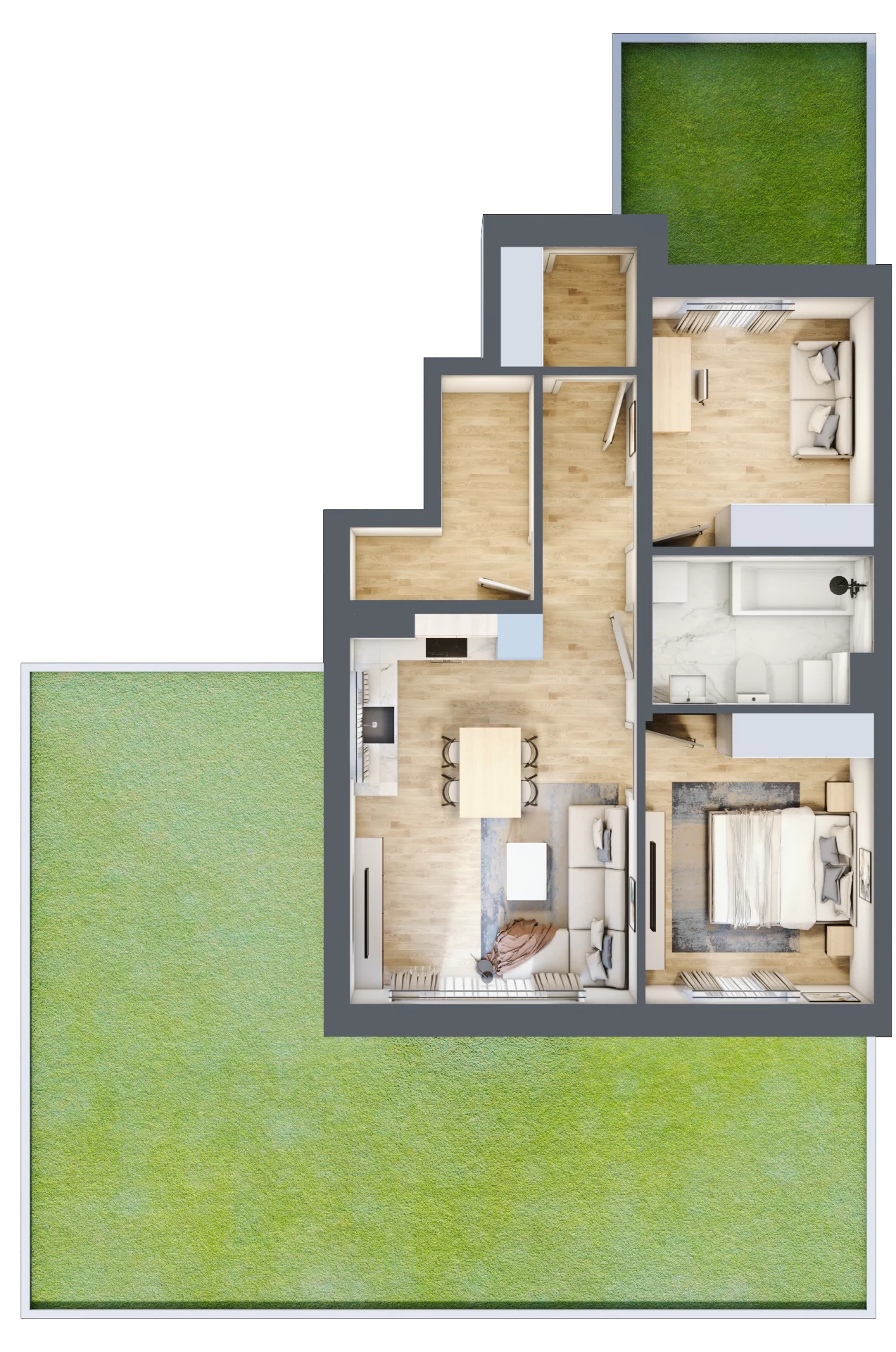 3 pokoje, mieszkanie 58,30 m², parter, oferta nr 6.1, Osiedle Szumiących Traw etap XVI, Porosły, ul. Jesiennych Liści 99/1