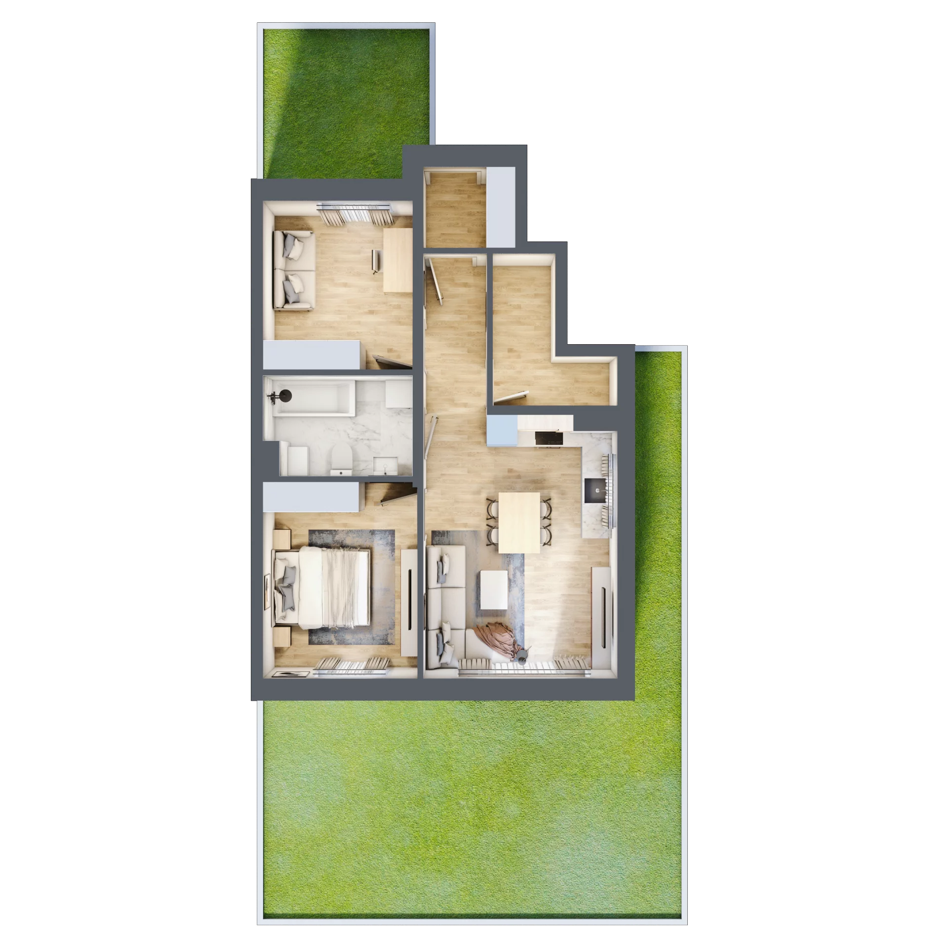 3 pokoje, mieszkanie 58,30 m², parter, oferta nr 5.1, Osiedle Szumiących Traw etap XVI, Porosły, ul. Jesiennych Liści 99/1