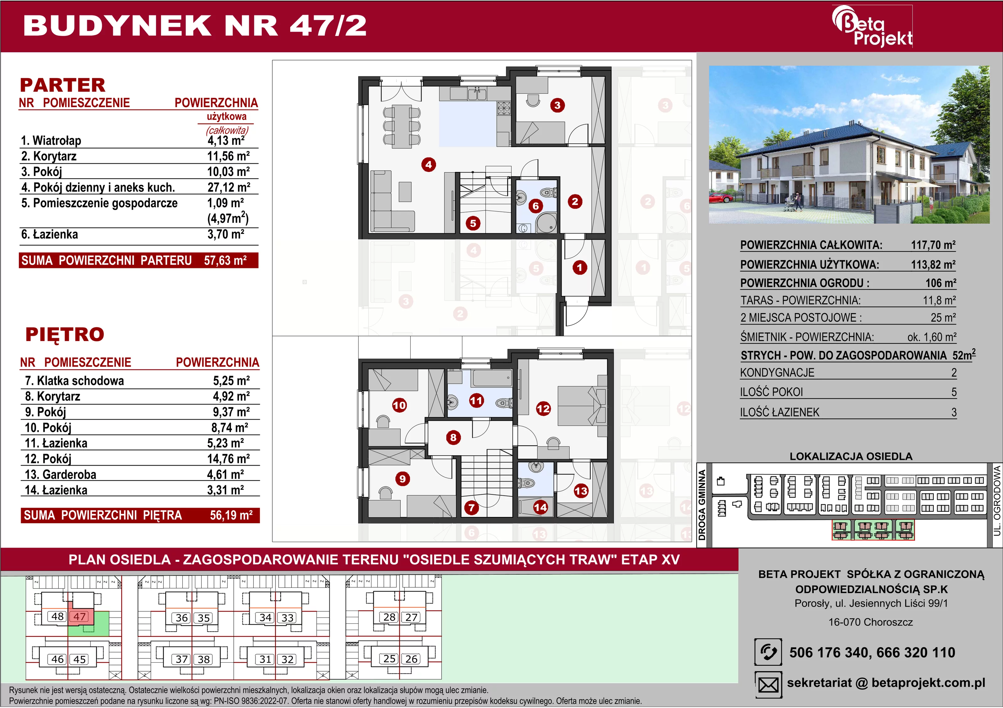 Dom 114,00 m², oferta nr 2_47, Osiedle Szumiących Traw - segmenty, Porosły, ul. Jesiennych Liści 99/1