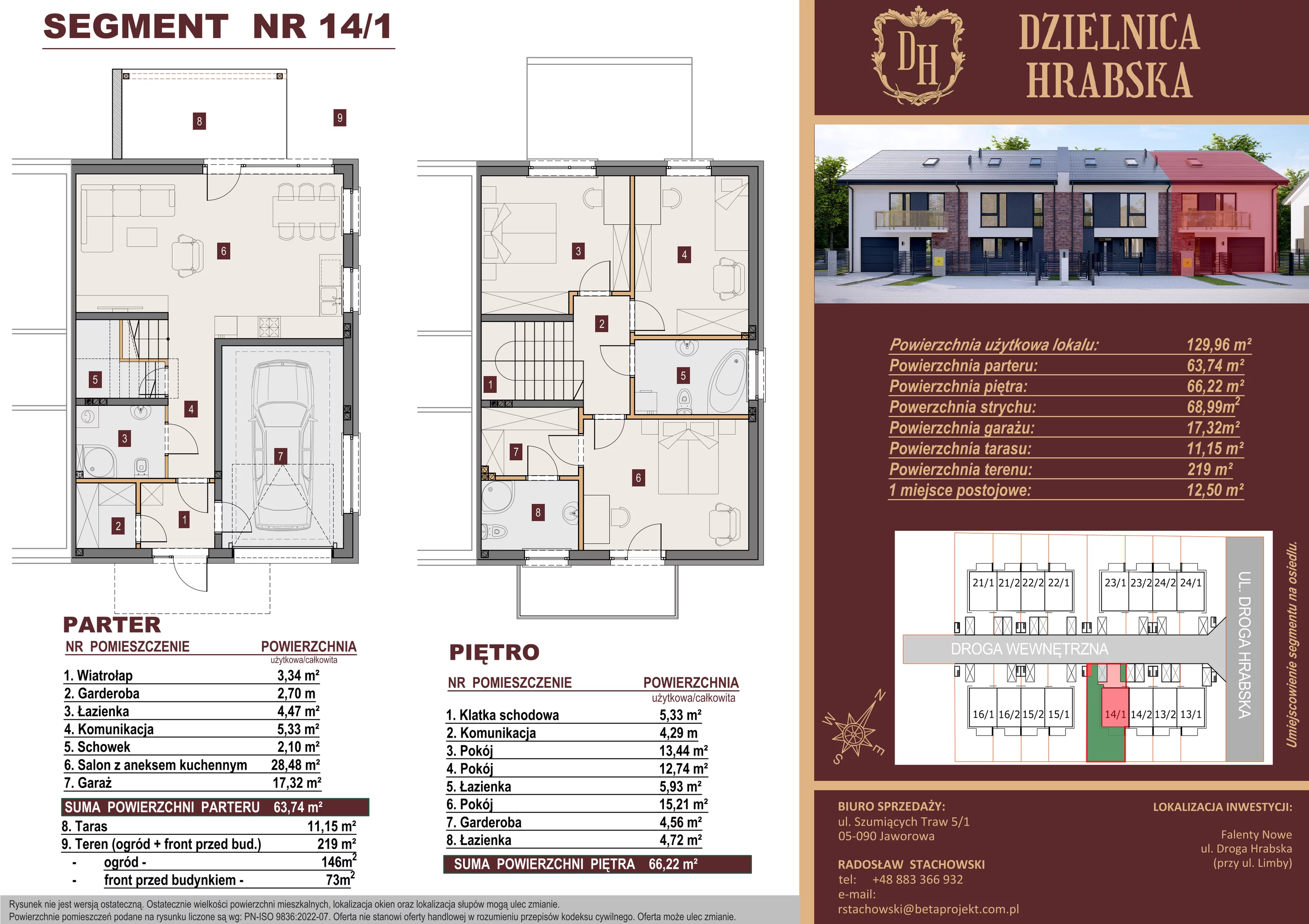Dom 129,96 m², oferta nr 14/1, Dzielnica Hrabska - etap IV - domy z garażami, Falenty Nowe, ul. Droga Hrabska 4G