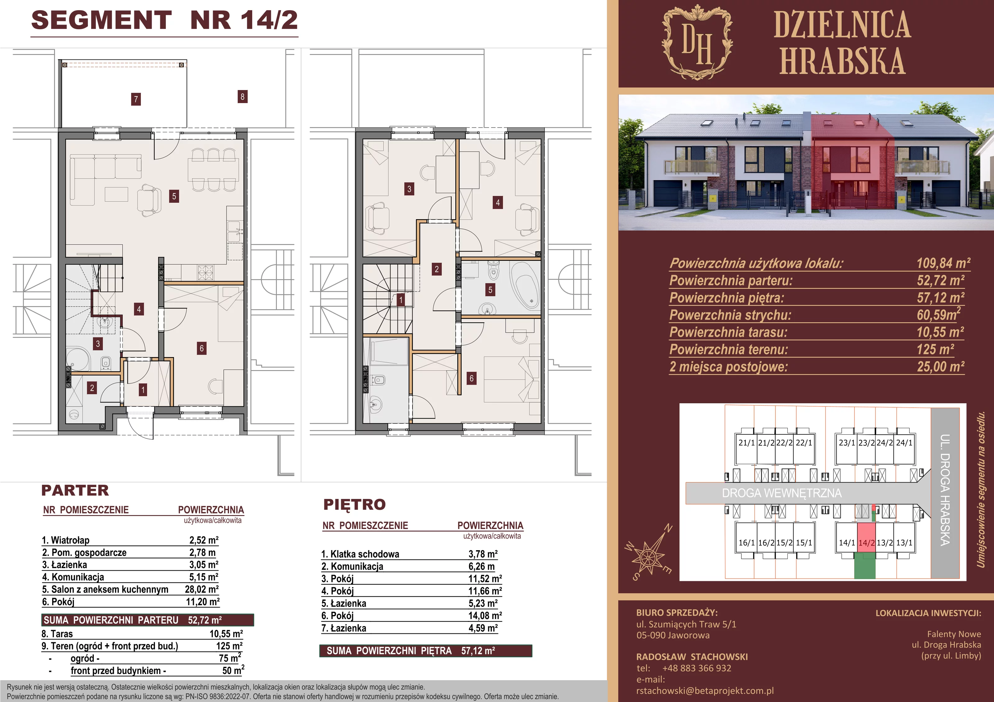 Dom 109,84 m², oferta nr 14/2, Dzielnica Hrabska - etap IV - domy z garażami, Falenty Nowe, ul. Droga Hrabska 4G