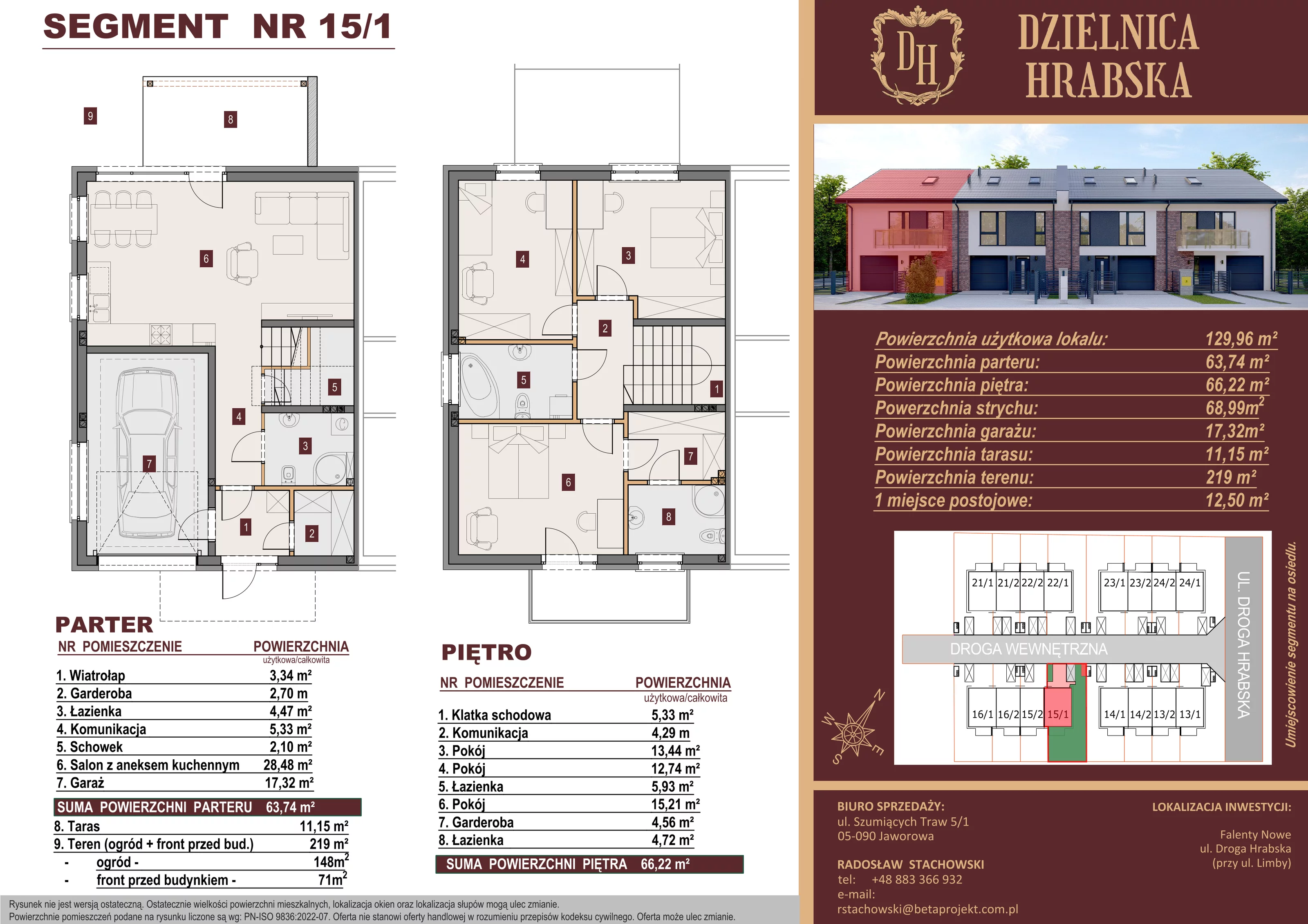 Dom 129,96 m², oferta nr 15/1, Dzielnica Hrabska - etap IV - domy z garażami, Falenty Nowe, ul. Droga Hrabska 4G