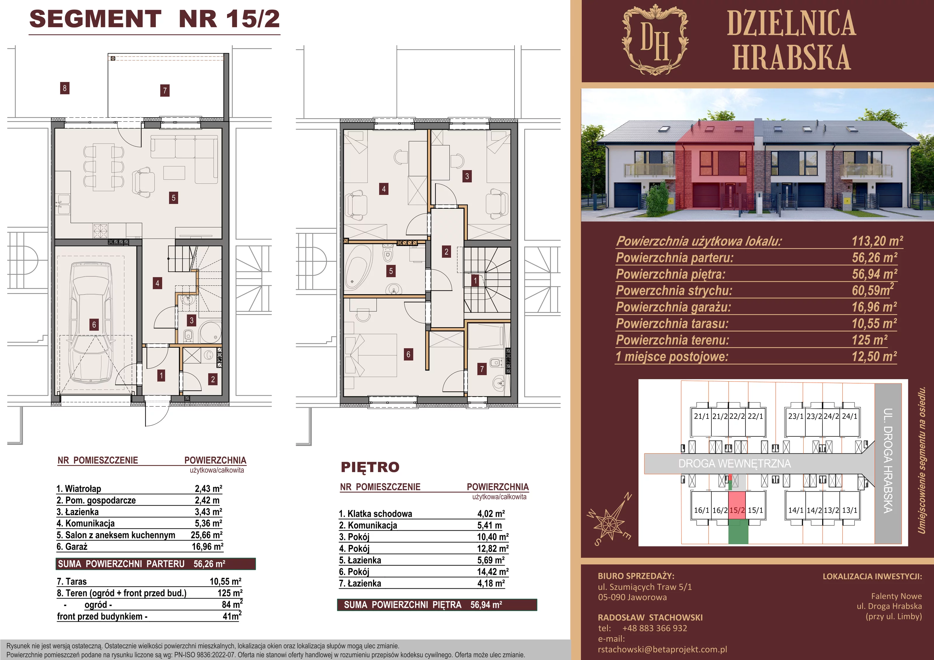 Dom 113,20 m², oferta nr 15/2, Dzielnica Hrabska - etap IV - domy z garażami, Falenty Nowe, ul. Droga Hrabska 4G