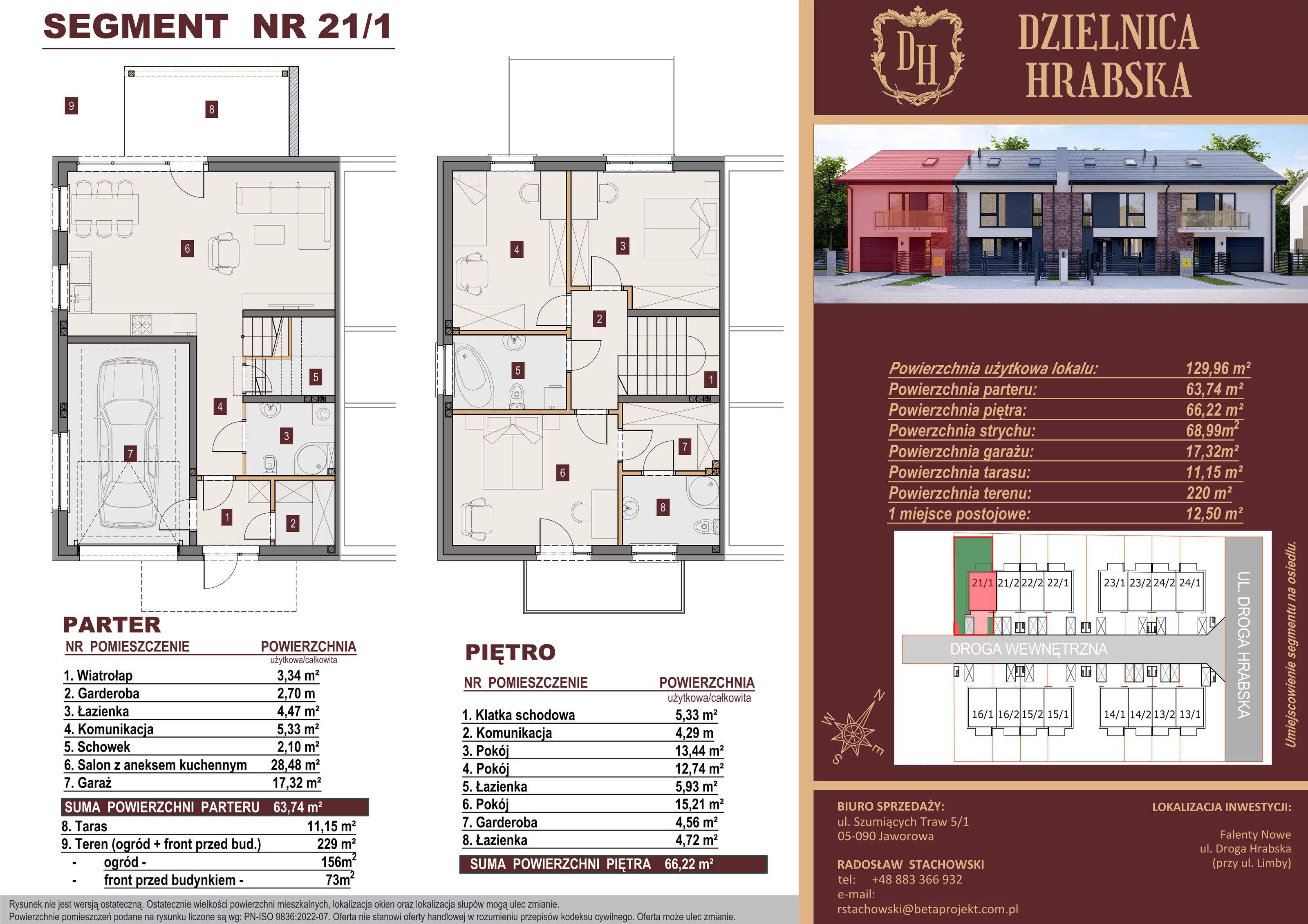 Dom 129,96 m², oferta nr 21/1, Dzielnica Hrabska - etap IV - domy z garażami, Falenty Nowe, ul. Droga Hrabska 4G