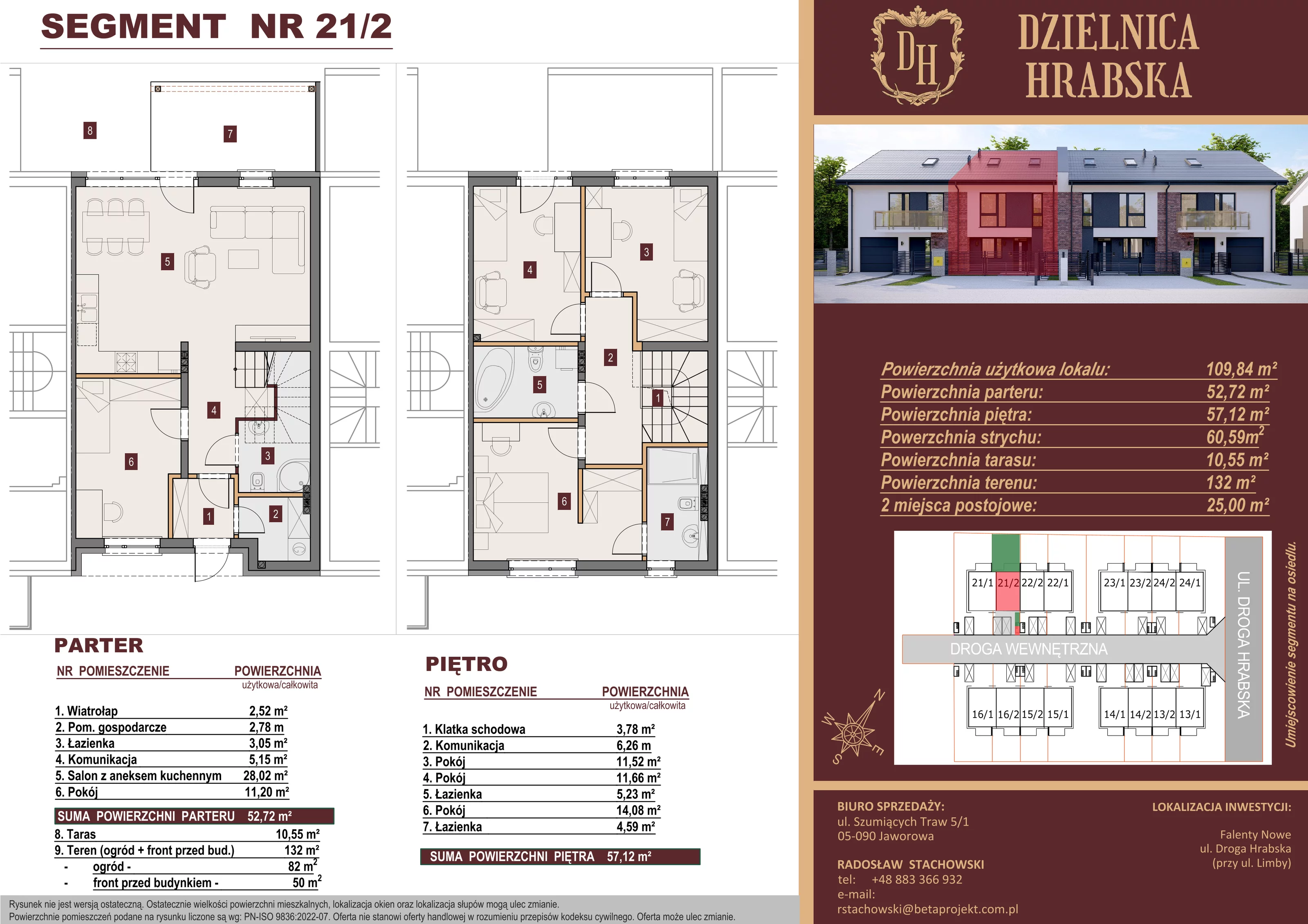 Dom 109,84 m², oferta nr 21/2, Dzielnica Hrabska - etap IV - domy z garażami, Falenty Nowe, ul. Droga Hrabska 4G