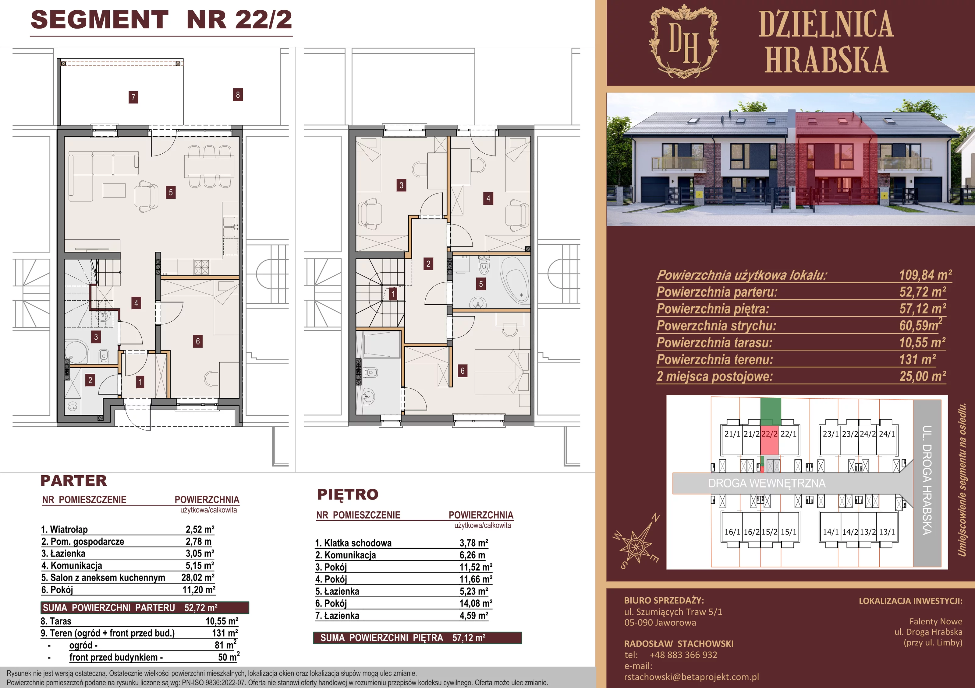 Dom 109,84 m², oferta nr 22/2, Dzielnica Hrabska - etap IV - domy z garażami, Falenty Nowe, ul. Droga Hrabska 4G