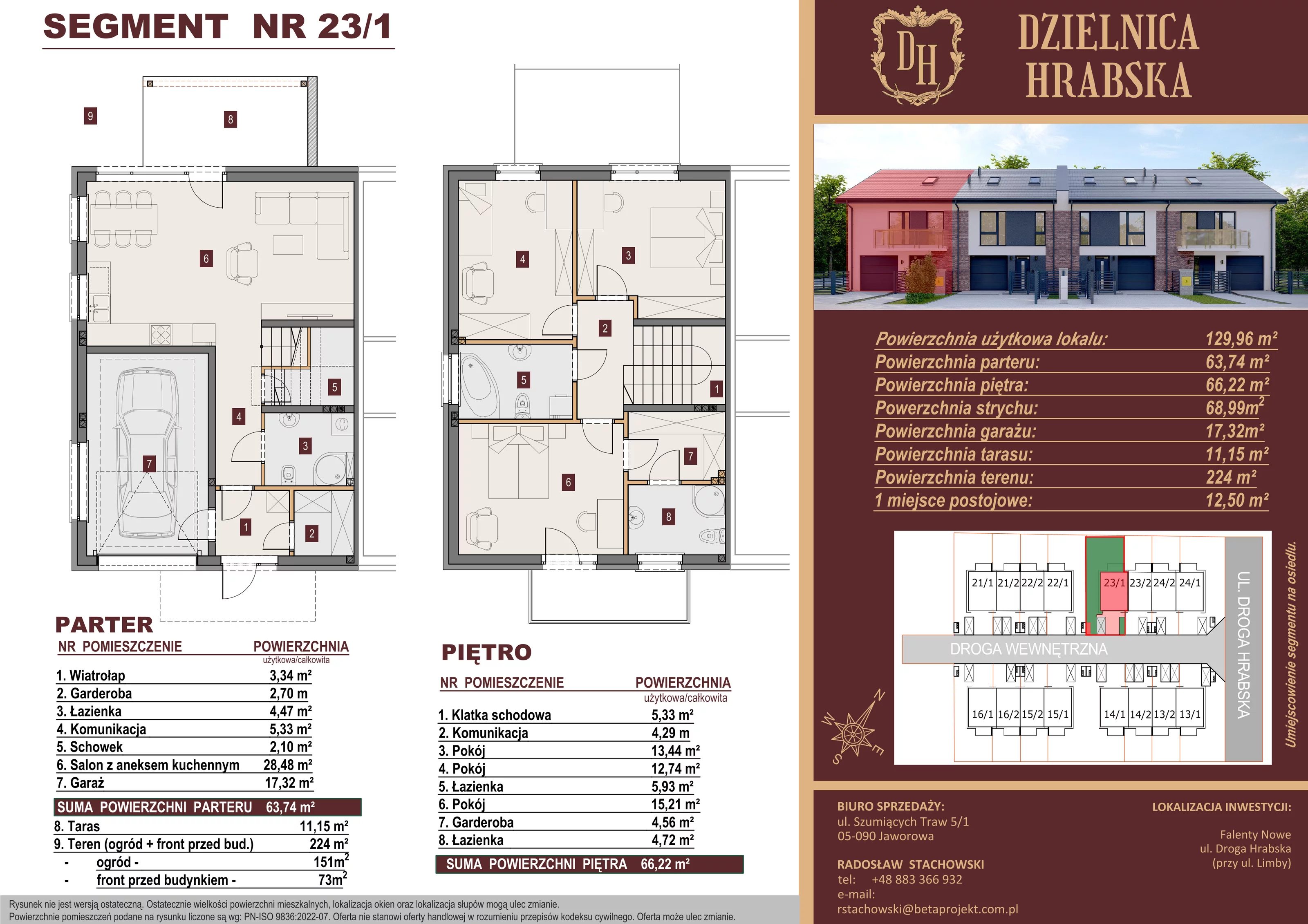 Dom 129,96 m², oferta nr 23/1, Dzielnica Hrabska - etap IV - domy z garażami, Falenty Nowe, ul. Droga Hrabska 4G