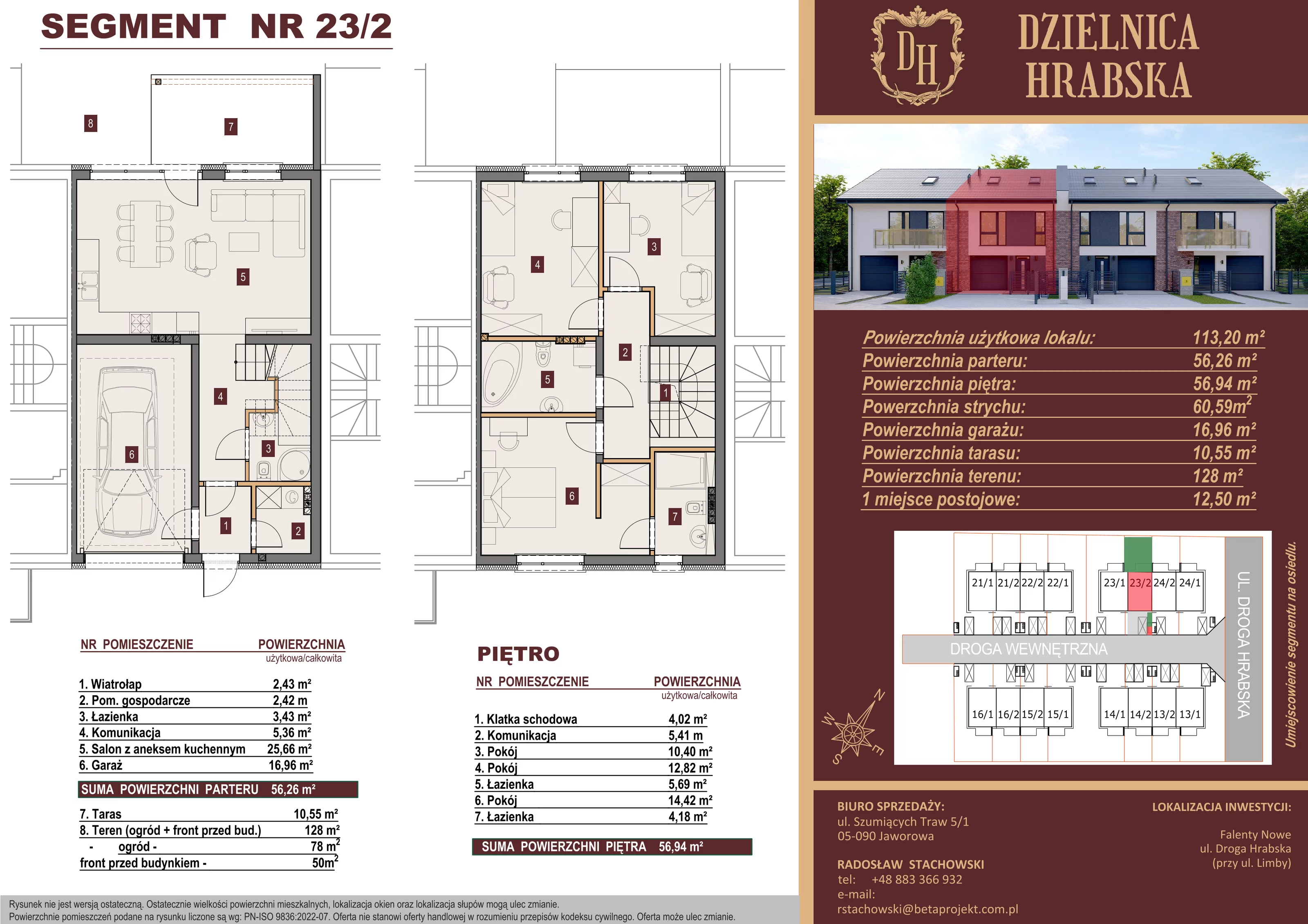 Dom 113,20 m², oferta nr 23/2, Dzielnica Hrabska - etap IV - domy z garażami, Falenty Nowe, ul. Droga Hrabska 4G
