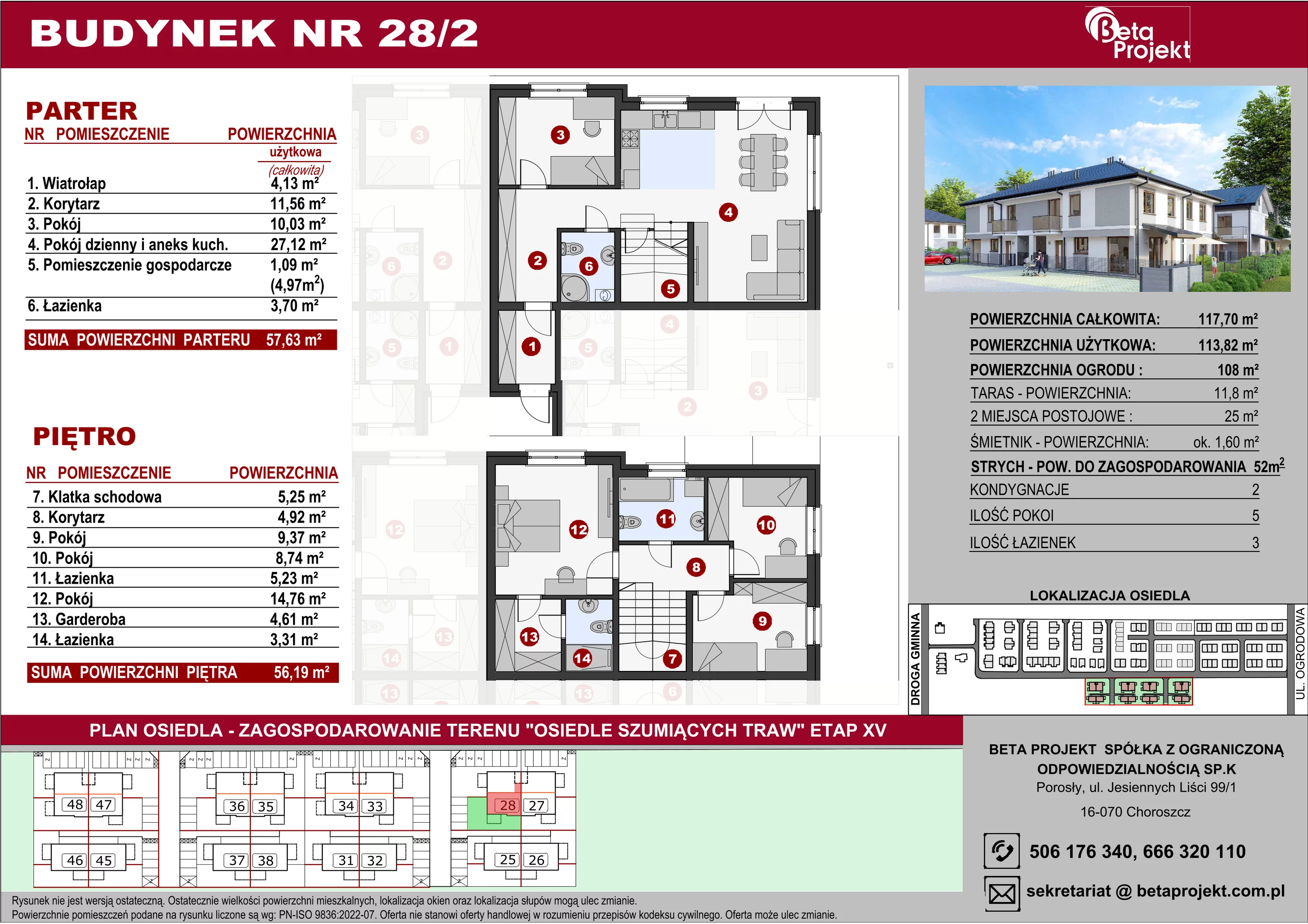 Dom 113,82 m², oferta nr 28_2, Osiedle Szumiących Traw - segmenty etap XV, Porosły, ul. Jesiennych Liści 99/1