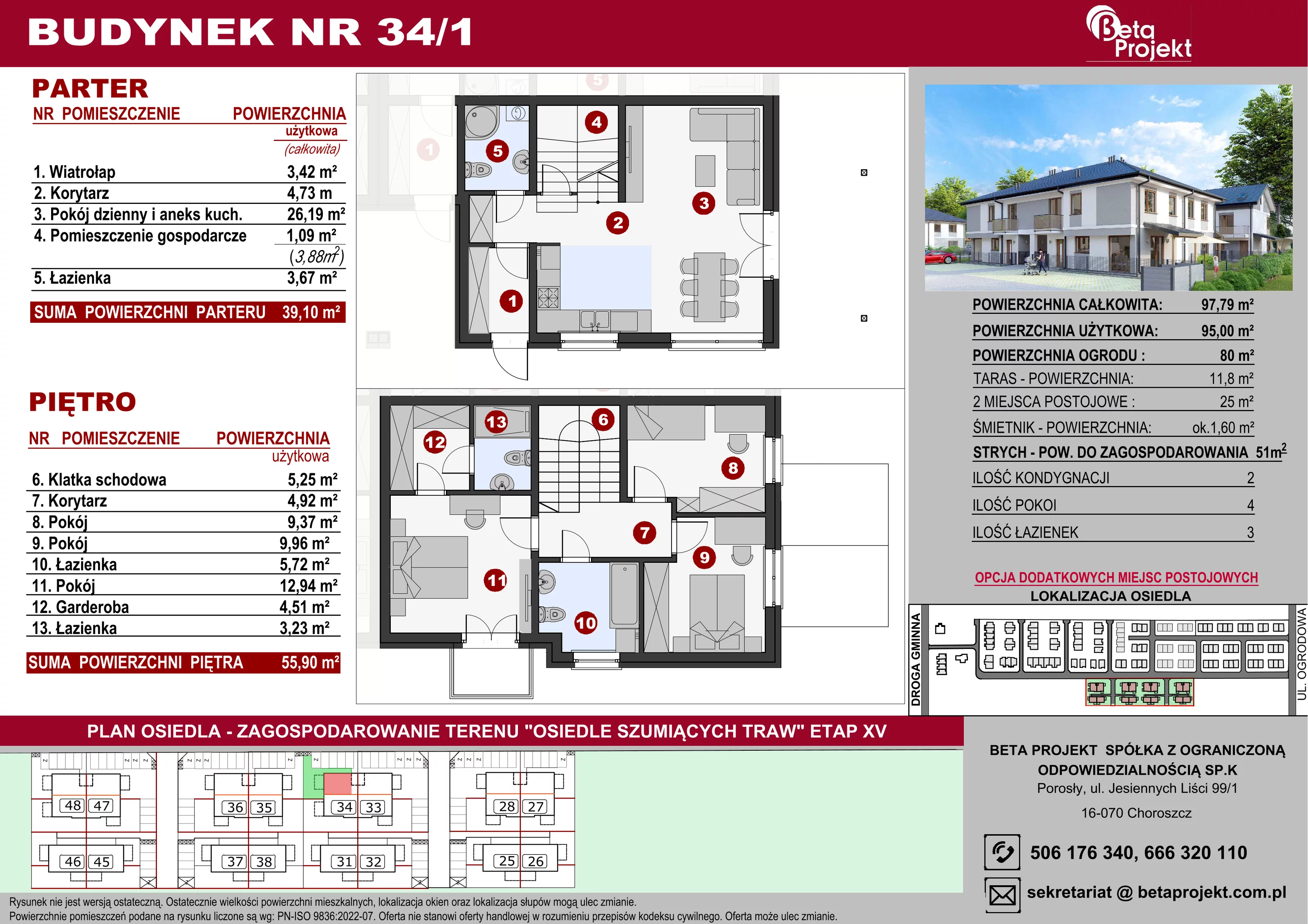 Dom 95,00 m², oferta nr 34_1, Osiedle Szumiących Traw - segmenty etap XV, Porosły, ul. Jesiennych Liści 99/1