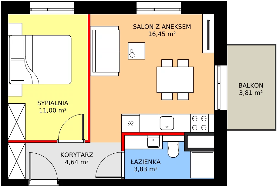 Zalety mieszkania 35.92 m², A311