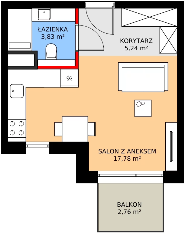 Zalety mieszkania 26.85 m², A305