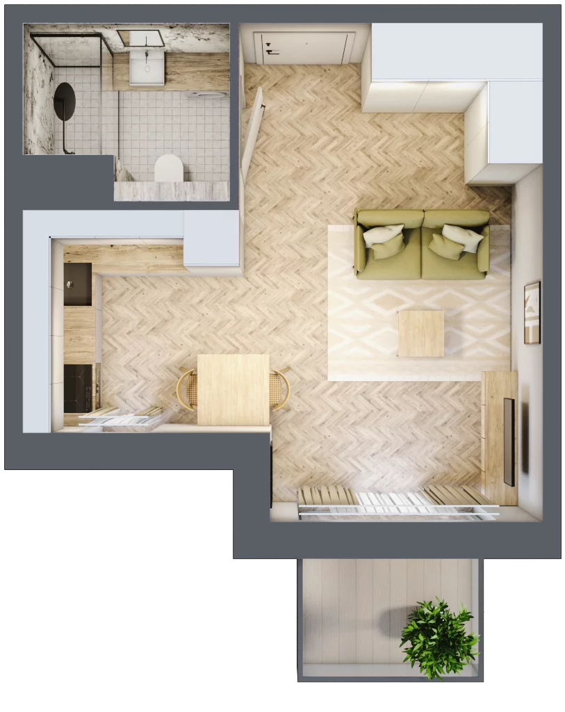 1 pokój, mieszkanie 26,85 m², piętro 1, oferta nr A305, Osiedle Kompas, Gdańsk, Orunia Górna-Gdańsk Południe, Maćkowy, ul. Czerska 35