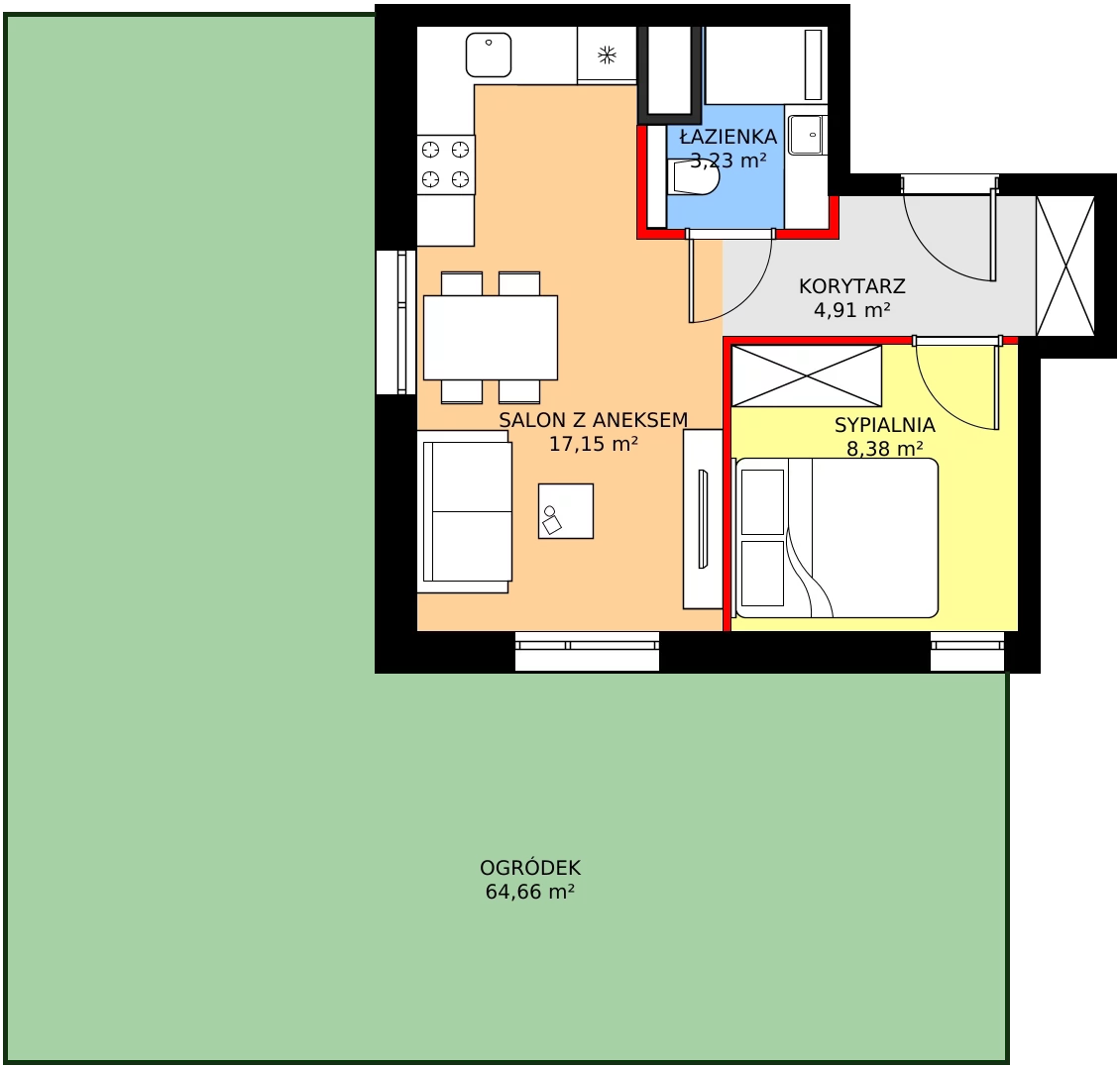 Zalety mieszkania 33.67 m², A101