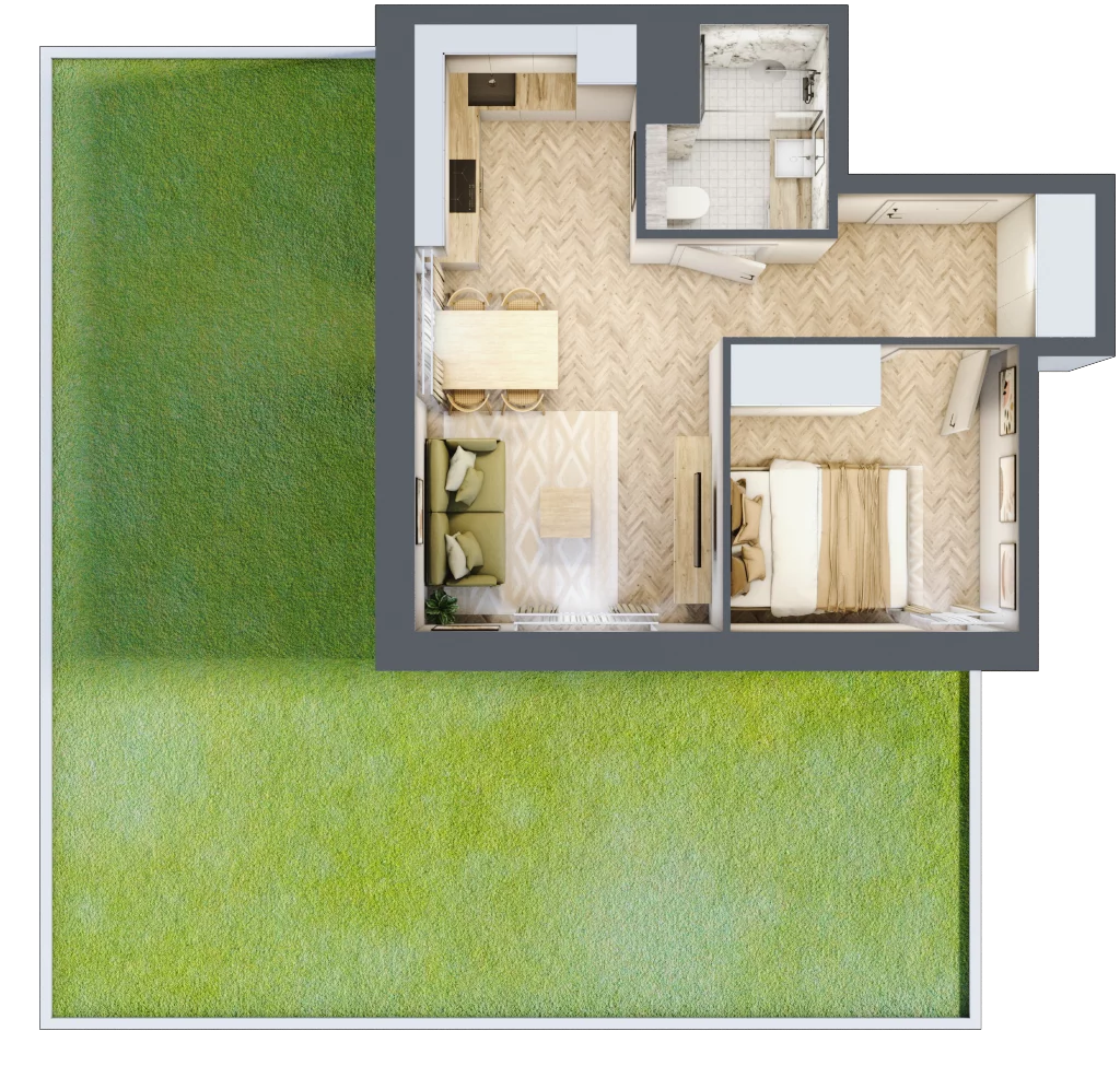 2 pokoje, mieszkanie 33,67 m², parter, oferta nr A101, Osiedle Kompas, Gdańsk, Orunia Górna-Gdańsk Południe, Maćkowy, ul. Czerska 35