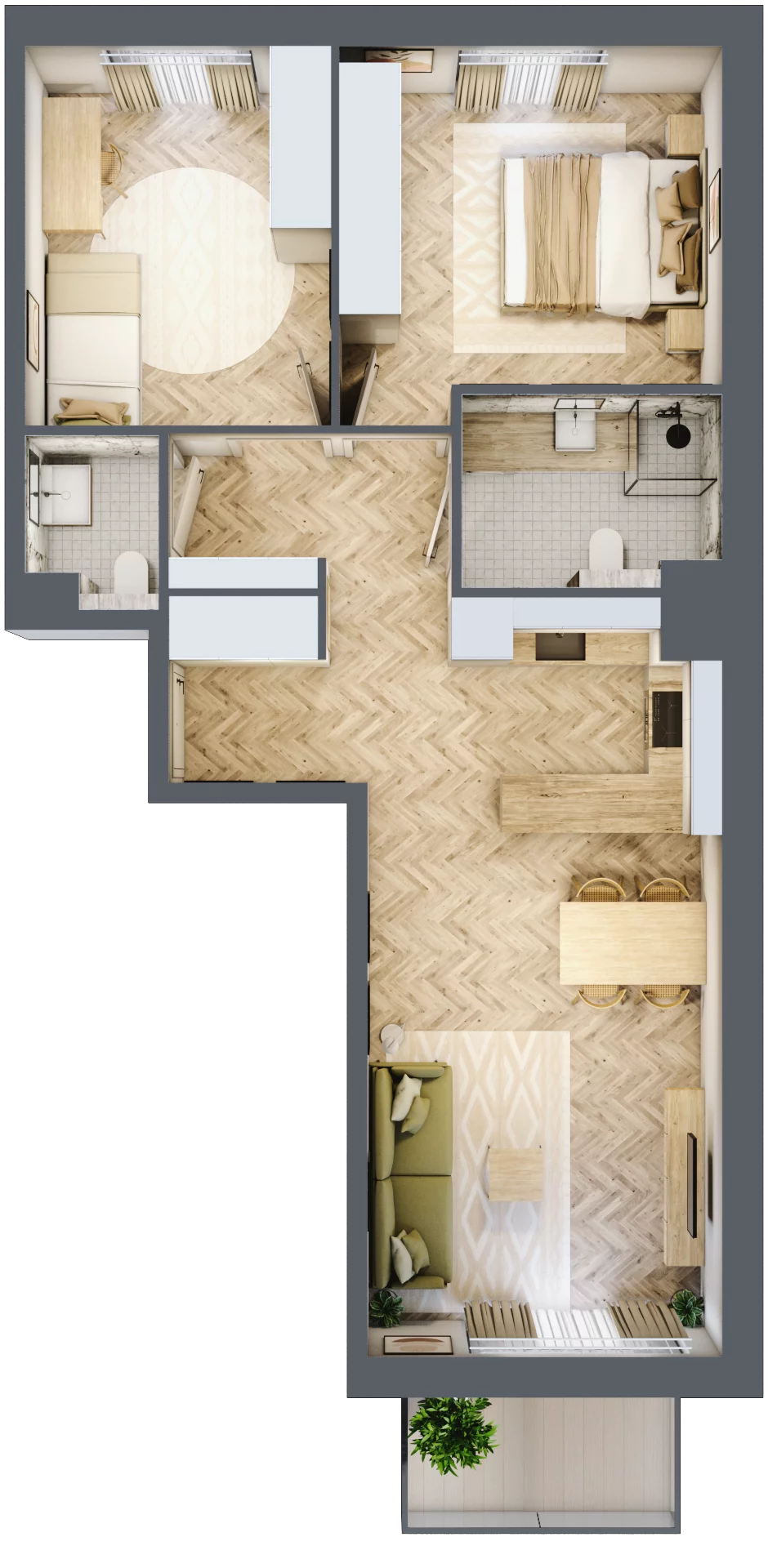 3 pokoje, mieszkanie 63,60 m², piętro 1, oferta nr A107, Osiedle Kompas, Gdańsk, Orunia Górna-Gdańsk Południe, Maćkowy, ul. Czerska 35