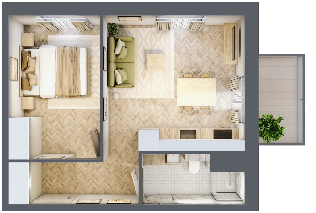 2 pokoje, mieszkanie 35,92 m², piętro 1, oferta nr A307, Osiedle Kompas, Gdańsk, Orunia Górna-Gdańsk Południe, Maćkowy, ul. Czerska 35
